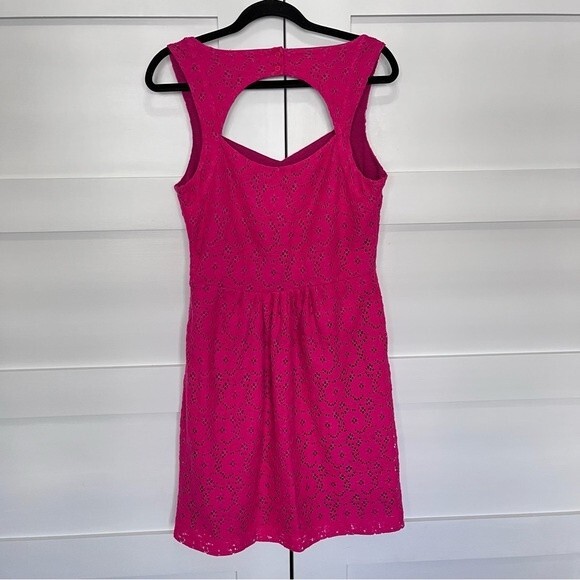 Anthropologie Deletta Pink Lace Dress Open Cutout Back Fit & Flare Sz. Medium - Picture 5 of 8